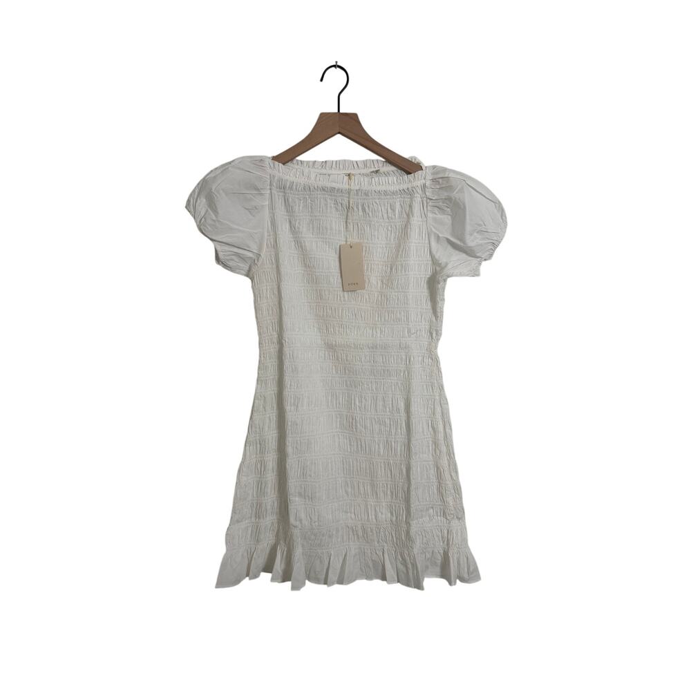Dôen Rizzo White Smocked Mini Dress Salt White 100% Cotton Size M - Picture 4 of 9